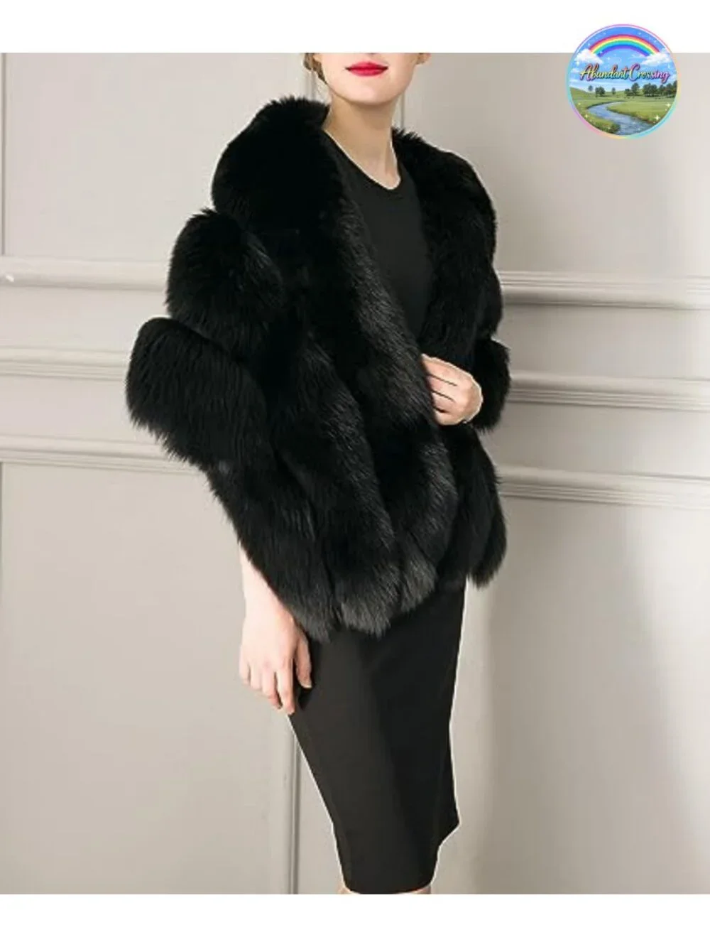 Luxury Faux Fur Shawl Cloak Cape Winter Wrap Party Bridal